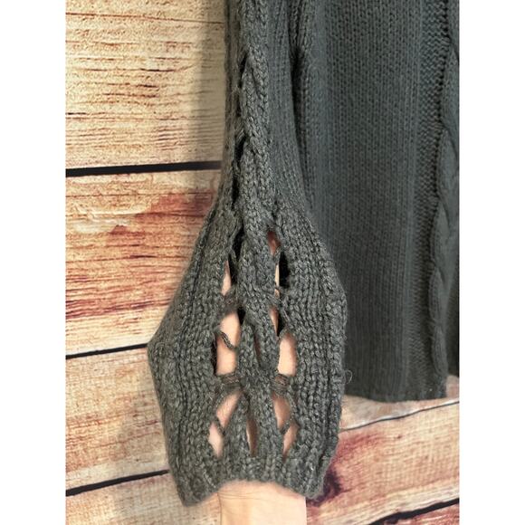 Entro Cable Knit Sweater Braided Boat Neck Off Shoulder Slouchy Grey Large - Picture 3 of 4